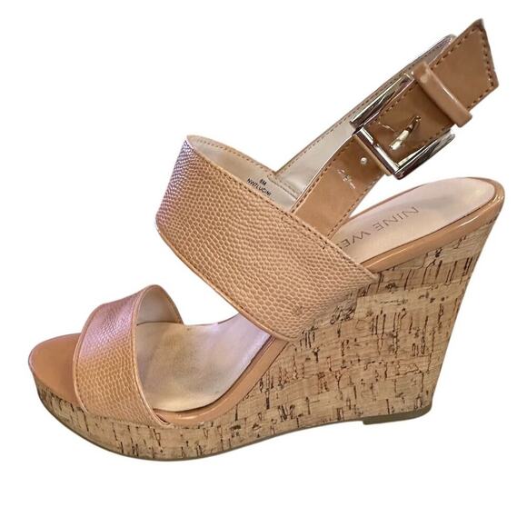 Nine West Women's Cork Wedge Sandals tan Size 6M Casual Summer - Picture 6 of 9